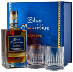 Blue Mauritius Reserva 40% 0.7L (darčekové balenie s 2 pohármi)